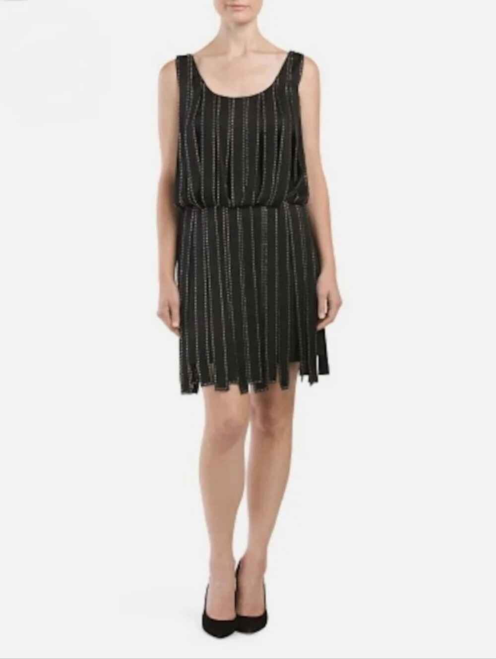 Milly Of New York Black Sleeveless Beaded Drop-Waist Cocktail Dress, Sx 4